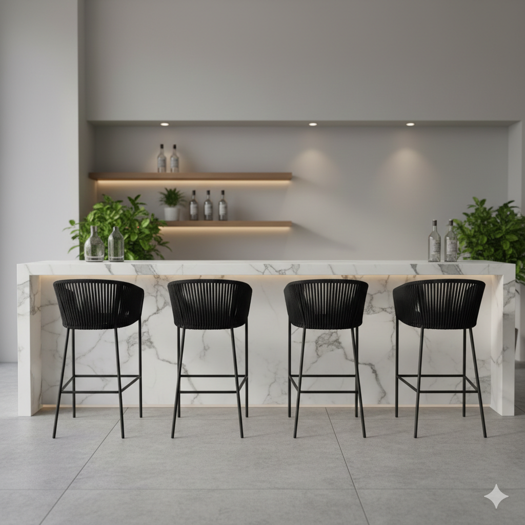 PUNTA MITA set 4 BANCOS Altos TEJIDOS PARA EXTERIOR - X23 *piezas disponibles en tienda