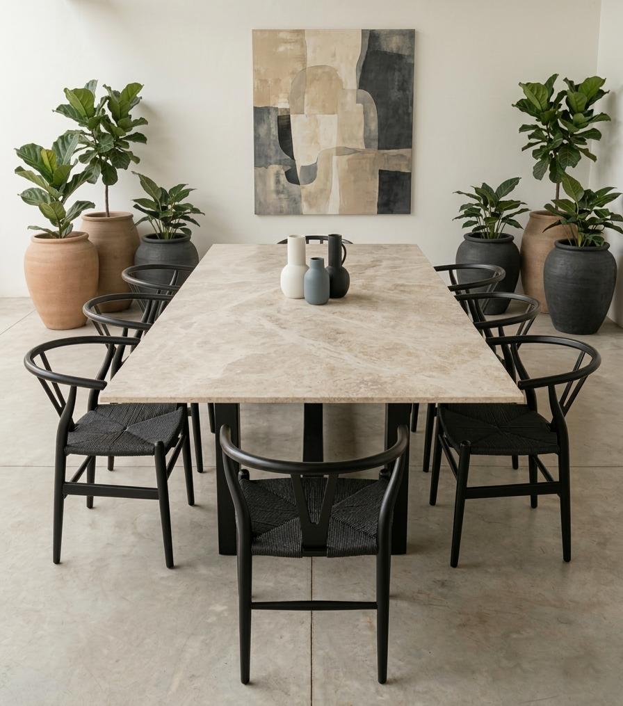 PIEDRA RECTANGULAR 150x270cm MESA DE COMEDOR - MG25