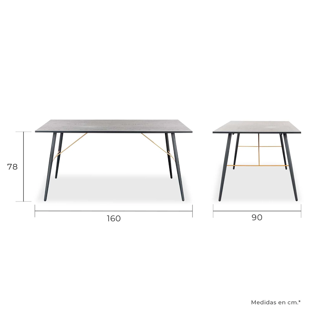 LUX MESA DE COMEDOR RECTANGULAR 160x90 NEGRO - JM26.
