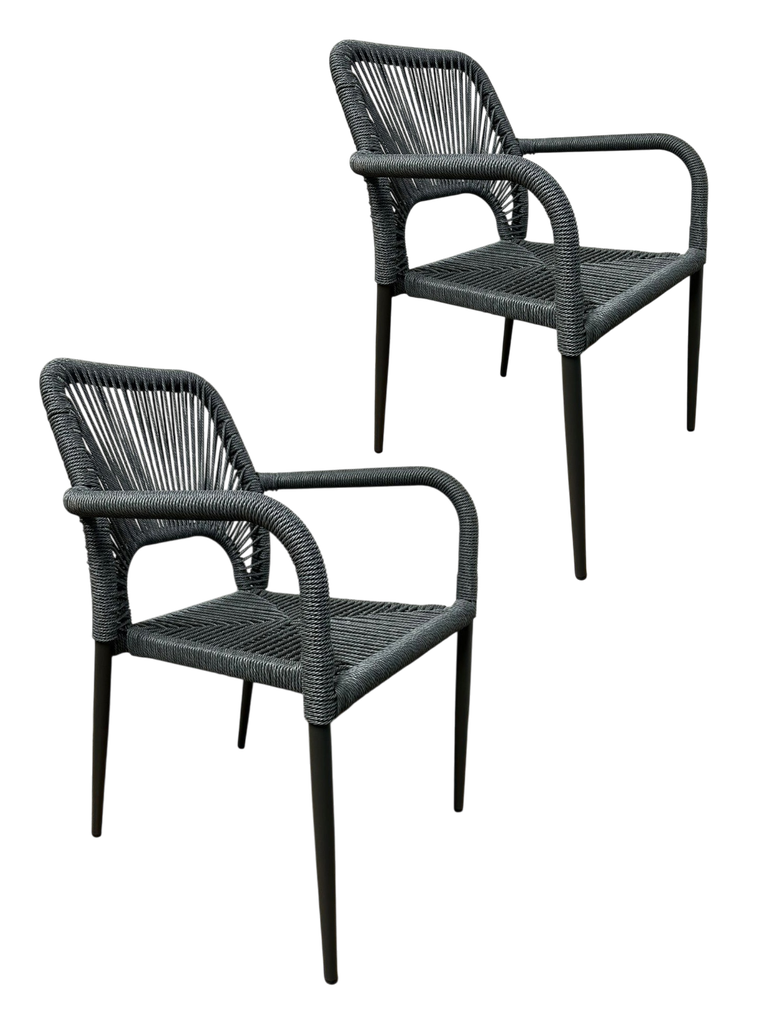 ALOHA SET 2 SILLAS PARA EXTERIOR APILABLES gris - M25