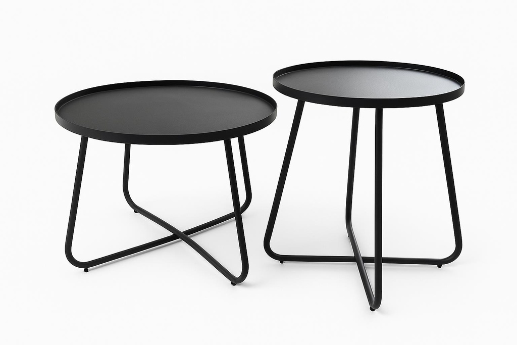 SAMOA NEGRO SET 2 MESAS DE CENTRO PARA EXTERIOR - MO26