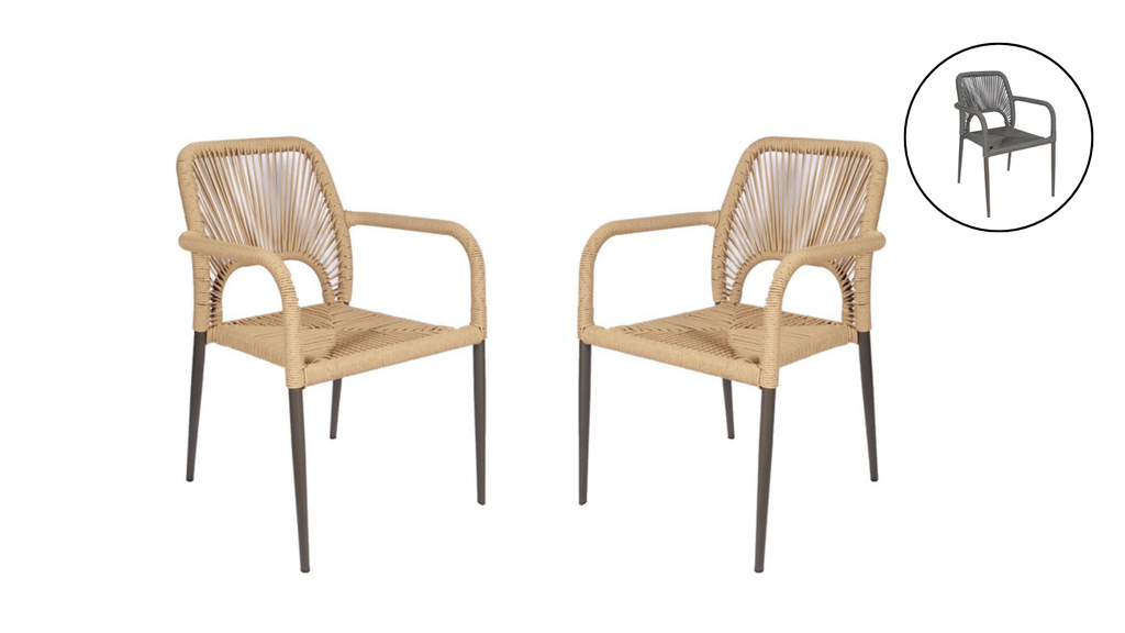 ALOHA SET 2 SILLAS PARA EXTERIOR APILABLES taupe - M25