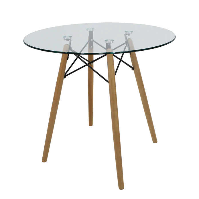 EAMES MESA DE COMEDOR CIRCULAR CRISTAL REPLICA OSLO 80 - JM26.