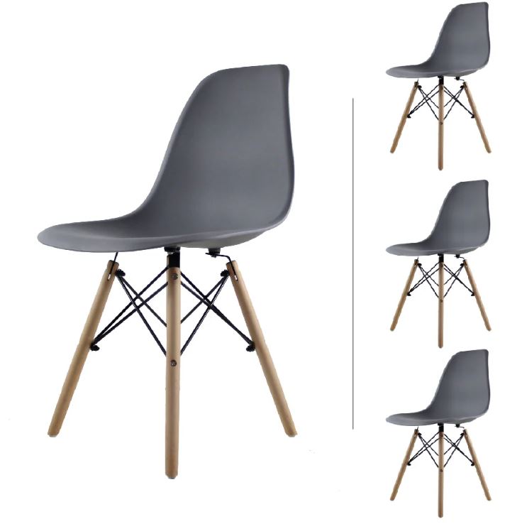 EAMES SET 10 SILLAS SB MADERA REPLICA OSLO GRIS - JM26.