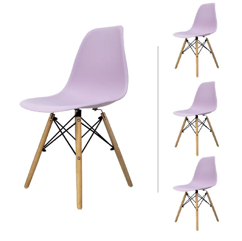 EAMES SET 10 SILLAS SB MADERA REPLICA OSLO LILA - JM26.  
