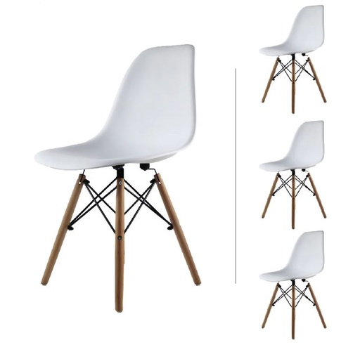 [SILL0361577BLANCO / 4] EAMES SET 4 SILLAS SB MADERA REPLICA OSLO BLANCO - JM26